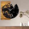 Elegant Decorative Wooden Wall Clock, 56 x 3 x 58 cm | 100% Wood & Metal, Silent Mechanism | Unique Walnut & Black Finish, Perfect for Any Room