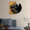 Elegant Decorative Wooden Wall Clock, 56 x 3 x 58 cm | 100% Wood & Metal, Silent Mechanism | Unique Walnut & Black Finish, Perfect for Any Room