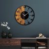 Elegant Decorative Wooden Wall Clock, 56 x 3 x 56 cm | 100% Wood & Metal, Silent Mechanism | Unique Walnut & Black Finish, Perfect for Any Room