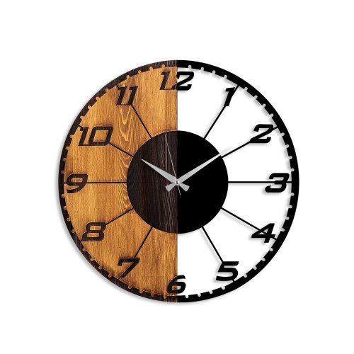 Elegant Decorative Wooden Wall Clock, 56 x 3 x 56 cm | 100% Wood & Metal, Silent Mechanism | Unique Walnut & Black Finish, Perfect for Any Room