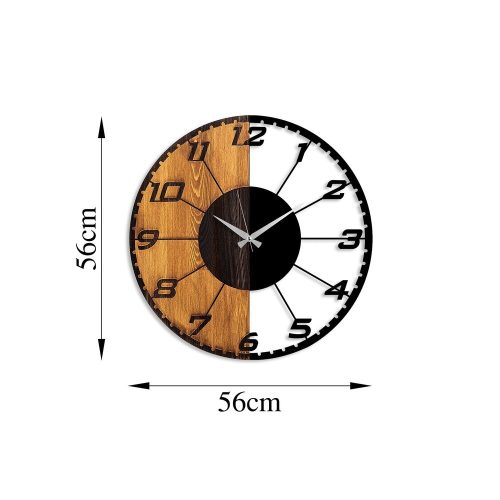 Elegant Decorative Wooden Wall Clock, 56 x 3 x 56 cm | 100% Wood & Metal, Silent Mechanism | Unique Walnut & Black Finish, Perfect for Any Room