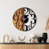 Elegant Decorative Wooden Wall Clock, 56 x 3 x 56 cm | 100% Wood & Metal, Silent Mechanism | Unique Walnut & Black Finish, Perfect for Any Room