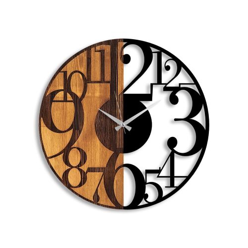 Elegant Decorative Wooden Wall Clock, 56 x 3 x 56 cm | 100% Wood & Metal, Silent Mechanism | Unique Walnut & Black Finish, Perfect for Any Room