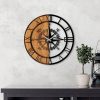 Elegant Decorative Wooden Wall Clock, 56 x 3 x 56 cm | 100% Wood & Metal, Silent Mechanism | Unique Walnut & Black Finish, Perfect for Any Room