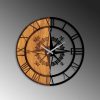 Elegant Decorative Wooden Wall Clock, 56 x 3 x 56 cm | 100% Wood & Metal, Silent Mechanism | Unique Walnut & Black Finish, Perfect for Any Room