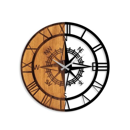 Elegant Decorative Wooden Wall Clock, 56 x 3 x 56 cm | 100% Wood & Metal, Silent Mechanism | Unique Walnut & Black Finish, Perfect for Any Room