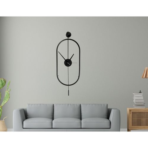 Elegant Black Decorative Metal Wall Clock, 28 x 80 x 7 cm | 100% Metal, 2.5 kg | Stylish Timepiece for Modern Home Decor & Office Spaces