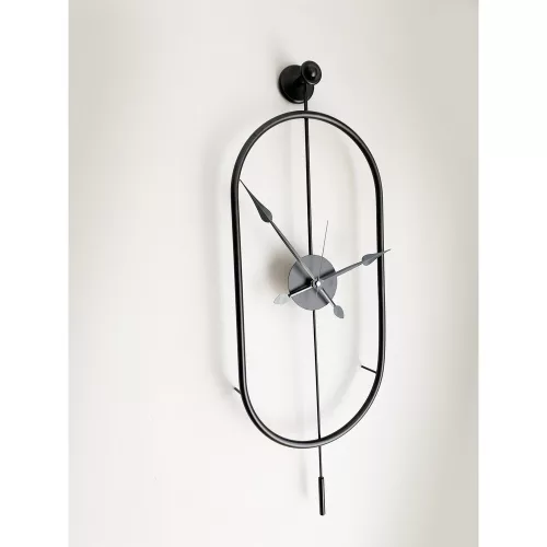 Elegant Black Decorative Metal Wall Clock, 28 x 80 x 7 cm | 100% Metal, 2.5 kg | Stylish Timepiece for Modern Home Decor & Office Spaces