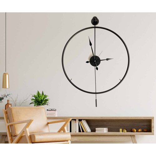 Elegant Black Decorative Metal Wall Clock, 58 x 80 x 7 cm | 100% Metal, 2.5 kg | Stylish Timepiece for Modern Home Decor & Office Spaces