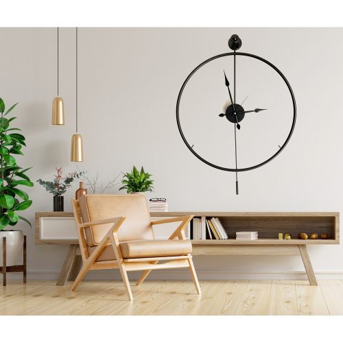 Elegant Black Decorative Metal Wall Clock, 58 x 80 x 7 cm | 100% Metal, 2.5 kg | Stylish Timepiece for Modern Home Decor & Office Spaces