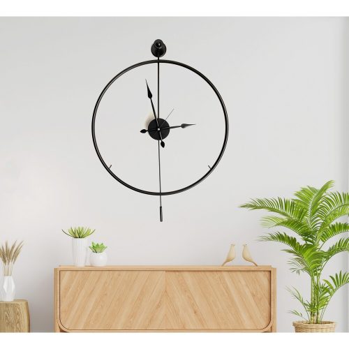 Elegant Black Decorative Metal Wall Clock, 58 x 80 x 7 cm | 100% Metal, 2.5 kg | Stylish Timepiece for Modern Home Decor & Office Spaces