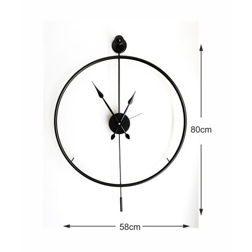 Elegant Black Decorative Metal Wall Clock, 58 x 80 x 7 cm | 100% Metal, 2.5 kg | Stylish Timepiece for Modern Home Decor & Office Spaces