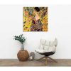 Elegant Decorative Canvas Painting 'Lady with Fan' by Gustav Klimt, 45 x 45 cm | 100% Canvas, 100% Wooden Frame (3 cm Thick) | Perfect for Home Decor