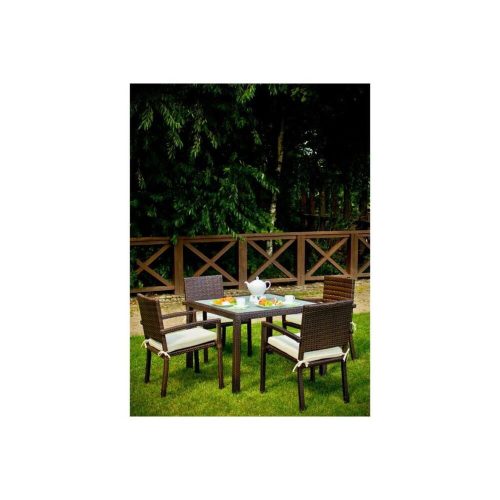 Adorazione outdoor rattan dining set in brown
