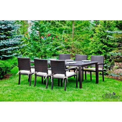 Ombroso outdoor rattan dining set in brown