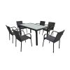 Avvicente outdoor rattan dining set in black