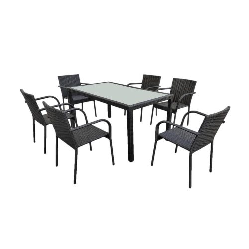 Avvicente outdoor rattan dining set in black