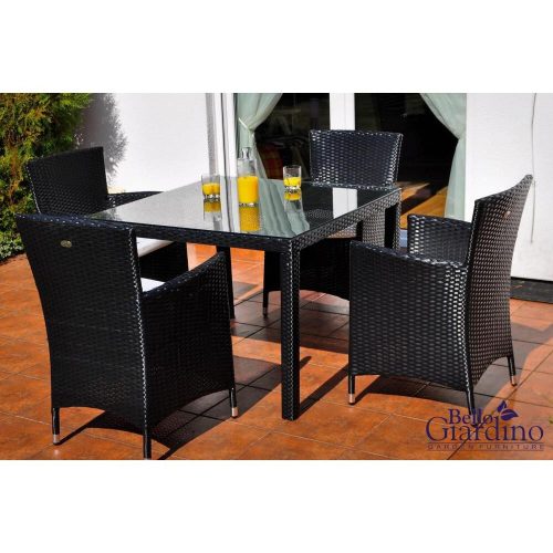 outdoor rattan seating set in black