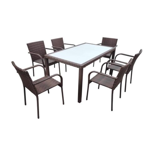 Avvicente outdoor rattan dining set in brown