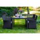 Gustoso outdoor rattan dining set in black