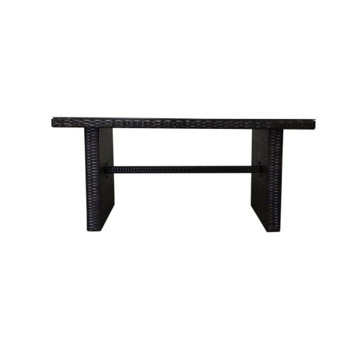 Synthetic rattan table with aluminum frame 140x70x65 cm, 5 mm glass top