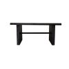 Synthetic rattan table with aluminum frame 140x70x65 cm, 5 mm glass top