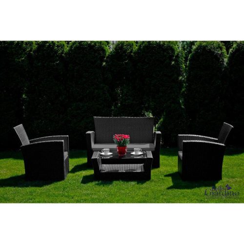 Unico outdoor rattan seating set in black