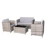 Calmo 4-piece gray rattan sofa set