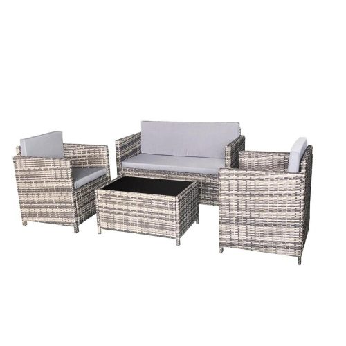 Calmo 4-piece gray rattan sofa set