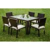 Attento rattan dining set in brown
