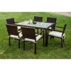 Attento rattan dining set in brown