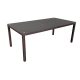 Table with brown rattan cover and glass top 100*200*74 cm