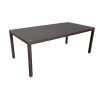 Table with brown rattan cover and glass top 100*200*74 cm