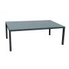Table with black rattan cover and glass top 100*200*74 cm