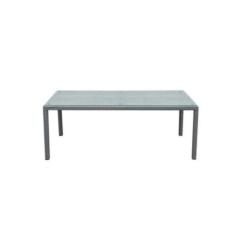 Table with gray rattan cover and glass top 100*200*74 cm