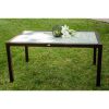 Table with brown rattan cover and glass top 90*150*74 cm