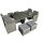 Delzioso dining set in grey melange with 4 chairs and 4 poufs