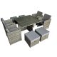 Delzioso dining set in grey melange with 4 chairs and 4 poufs