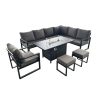 Show aluminum corner sofa with fire pit table
