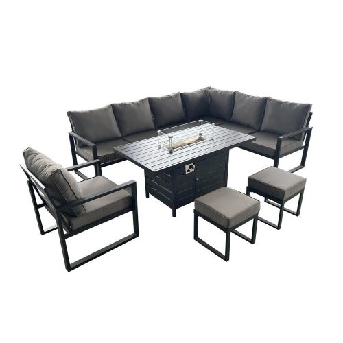 Show aluminum corner sofa with fire pit table