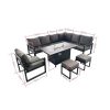 Show aluminum corner sofa with fire pit table