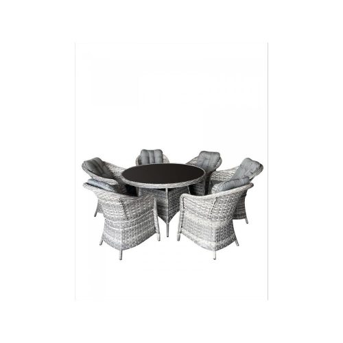 Modern dining set with 6-seater round table