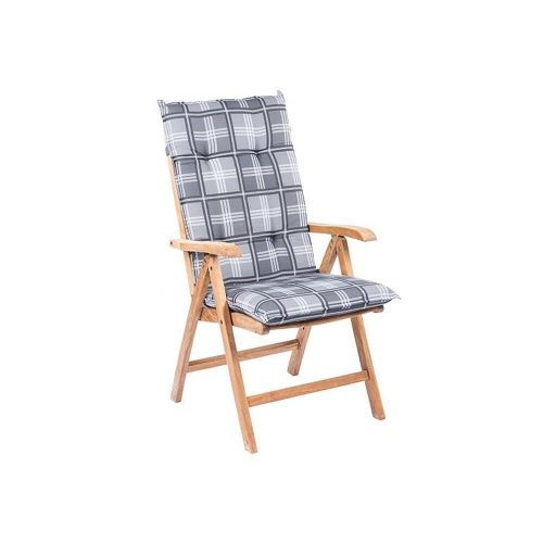 Grey and white checkered cushion for high back chair