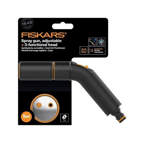 Fiskars Comfort spray gun, adjustable spray head + 3-function watering head