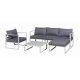Sofa set with white aluminum frame and gray cushions Show