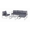 Sofa set with white aluminum frame and gray cushions Show