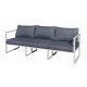 White three-seater sofa Mostrare 204 cm with aluminum frame