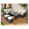BOSCO gray technorattan sofa set with high poufs