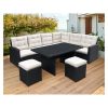 BOSCO black technorattan sofa set with high poufs