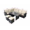 BOSCO black technorattan sofa set with high poufs